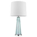 29" Aqua Glass Buffet Lamp With Off White Empire Shade - Homeroots