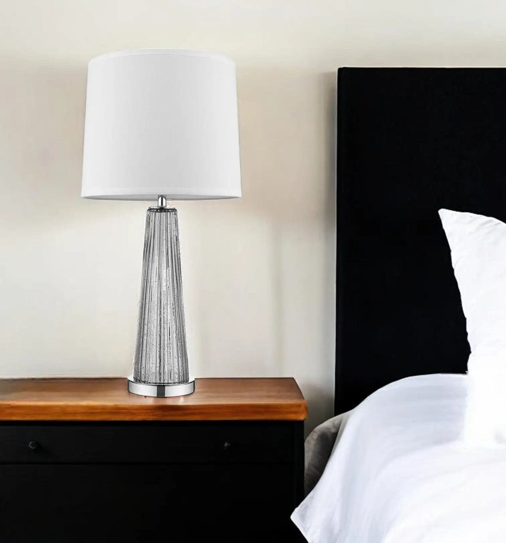 29" Silver Glass Buffet Lamp With Off White Empire Shade - Homeroots