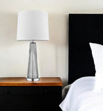 29" Silver Glass Buffet Lamp With Off White Empire Shade - Homeroots