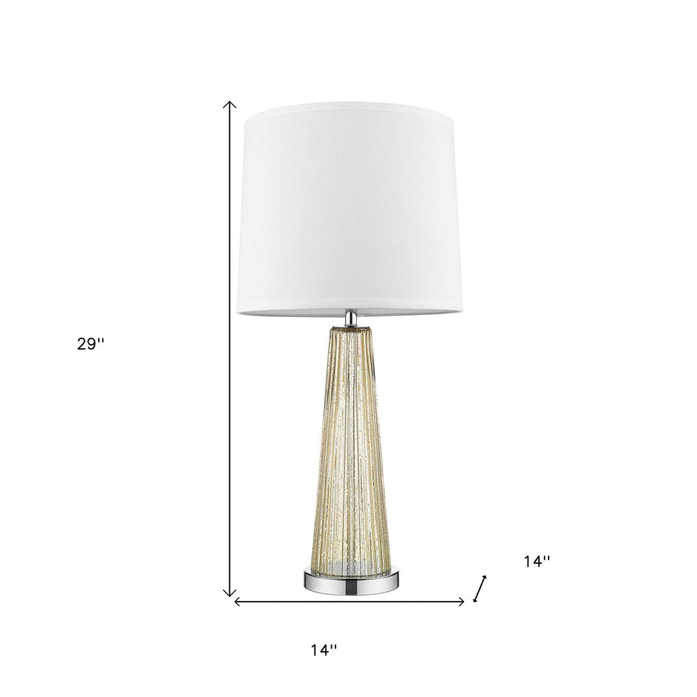 29" Champagne Glass Buffet Lamp With Off White Empire Shade - Homeroots