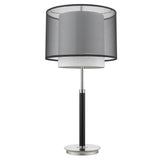 32" Black and Silver Metal Column Lamp With Black and White Drum Shade - Homeroots - Flyclothing LLC