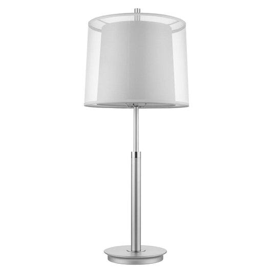 31" Silver Metal Table Lamp With White Empire Shade - Homeroots