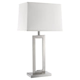 30" Silver Metal Table Lamp With White Rectangular Shade - Homeroots - Flyclothing LLC
