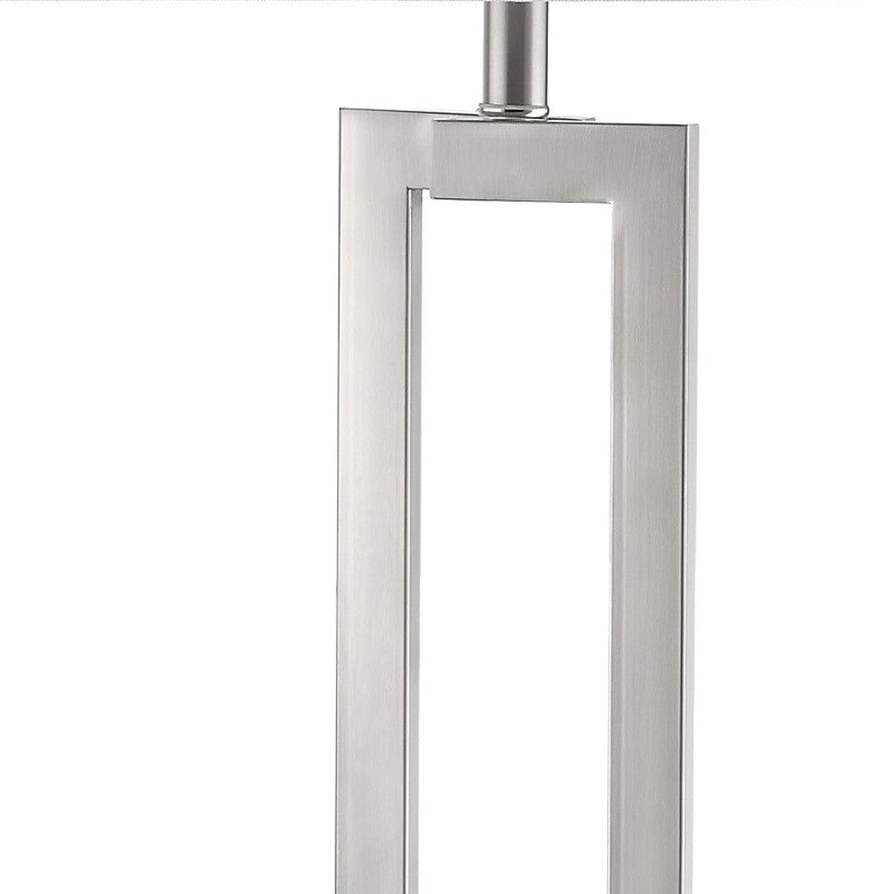 30" Silver Metal Table Lamp With White Rectangular Shade - Homeroots - Flyclothing LLC