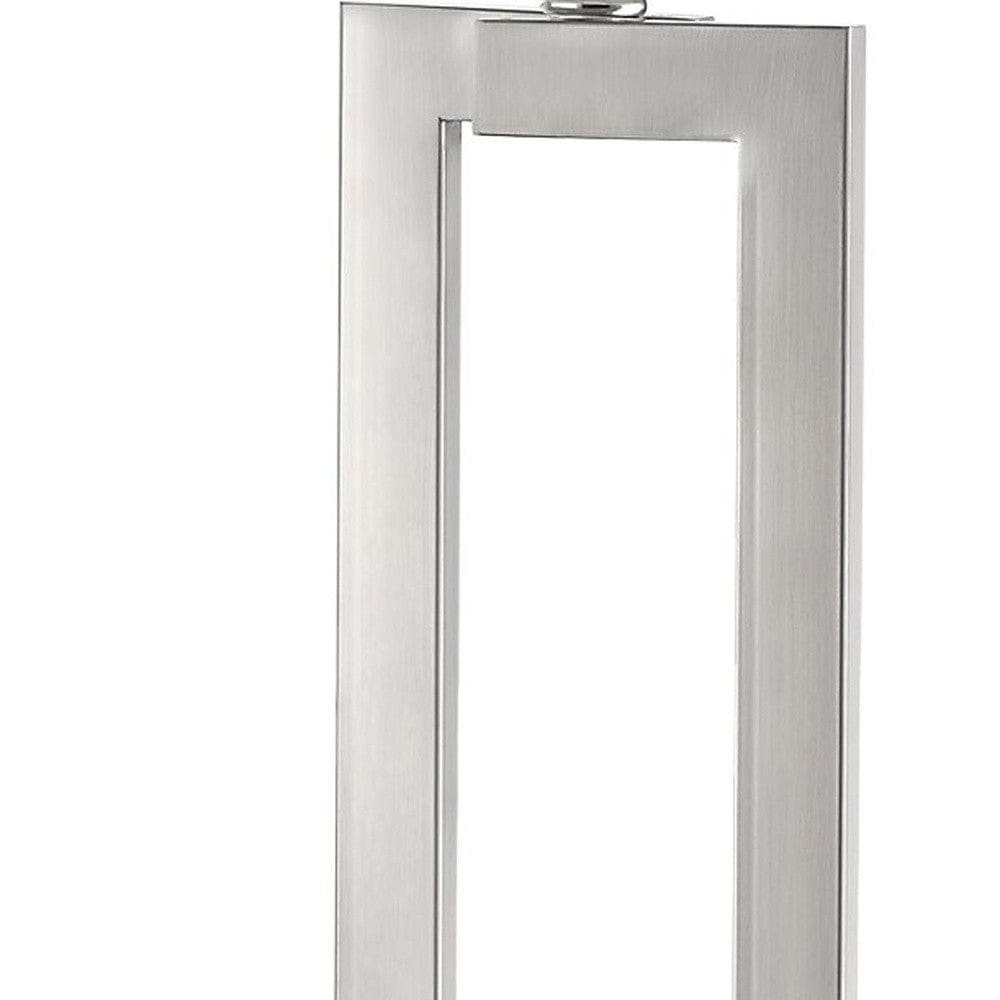 30" Silver Metal Table Lamp With White Rectangular Shade - Homeroots - Flyclothing LLC