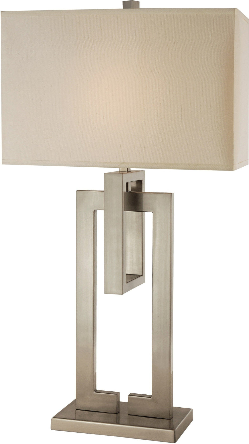 36" Nickel Iron Geometric Table Lamp With Ivory Shade - Homeroots