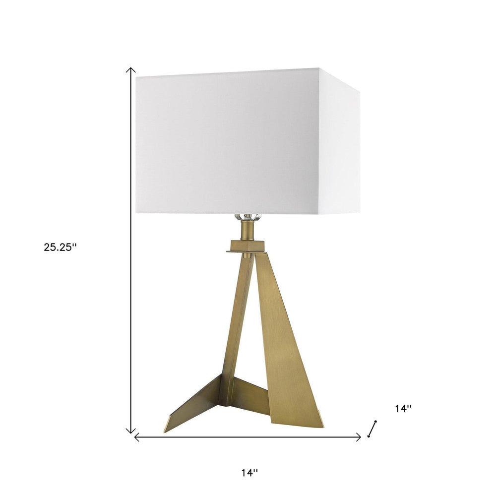 25" Brass Metal Novelty Table Lamp With White Shade - Homeroots - Flyclothing LLC