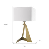 25" Brass Metal Novelty Table Lamp With White Shade - Homeroots - Flyclothing LLC