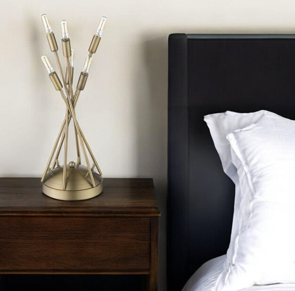 19" Brass Metal Six Light Novelty Table Lamp - Homeroots - Flyclothing LLC