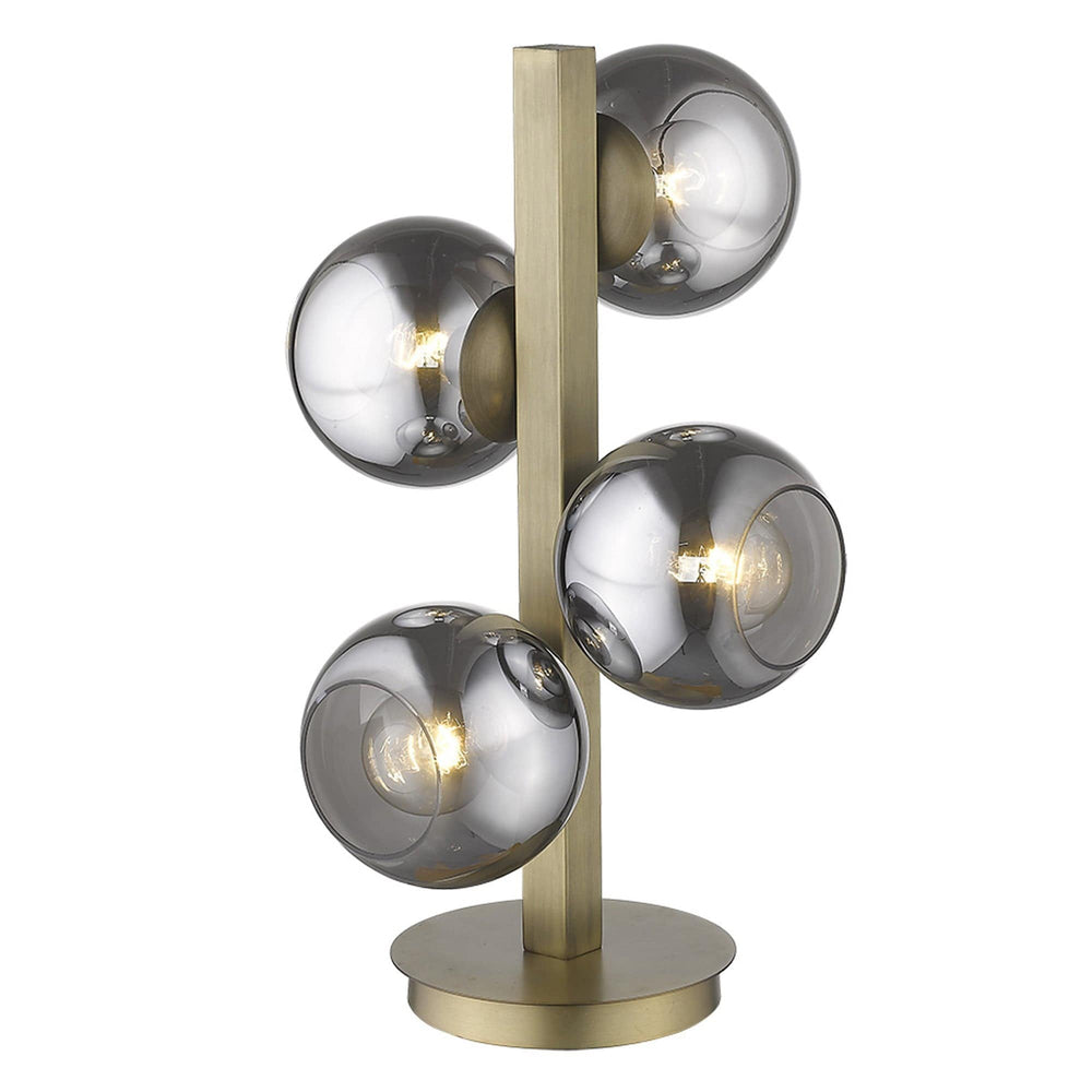 24" Brass Metal Four Light Novelty Table Lamp With Silver Metallic Globe Shades - Homeroots - Flyclothing LLC