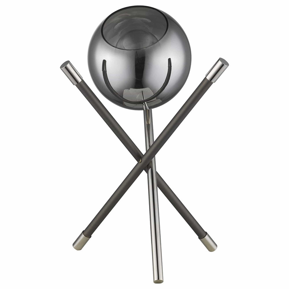 18" Black Metal Tripod Table Lamp With Nickel Globe Shade - Homeroots