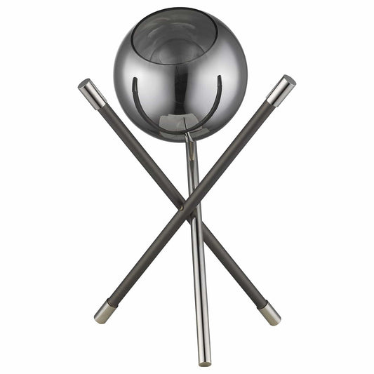 18" Black Metal Tripod Table Lamp With Nickel Globe Shade - Homeroots