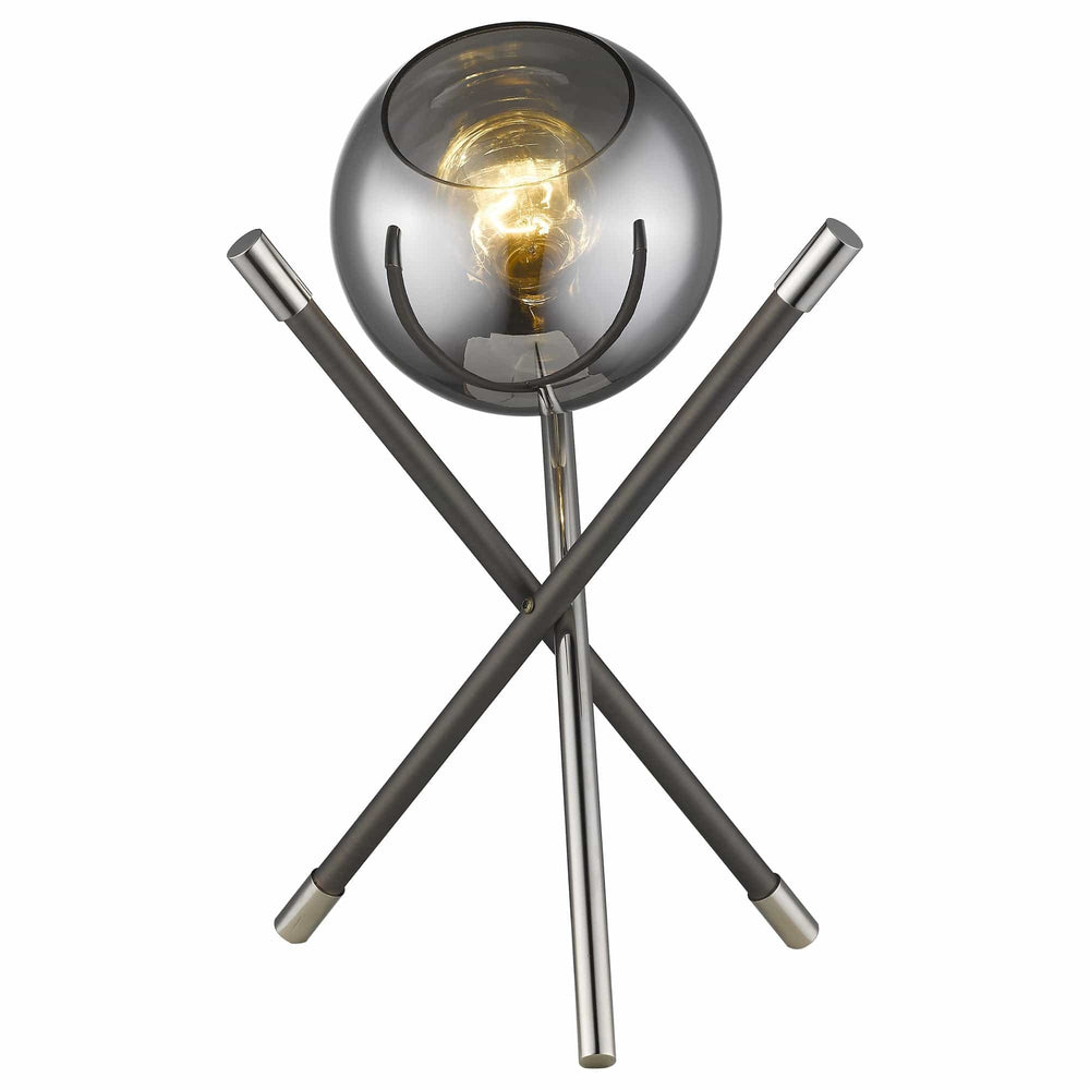 18" Black Metal Tripod Table Lamp With Nickel Globe Shade - Homeroots