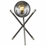 18" Black Metal Tripod Table Lamp With Nickel Globe Shade - Homeroots