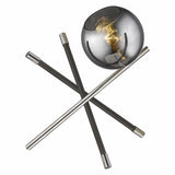18" Black Metal Tripod Table Lamp With Nickel Globe Shade - Homeroots