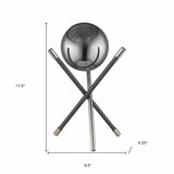 18" Black Metal Tripod Table Lamp With Nickel Globe Shade - Homeroots