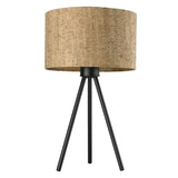 22" Black Metal Tripod Table Lamp With Beige Drum Shade - Homeroots