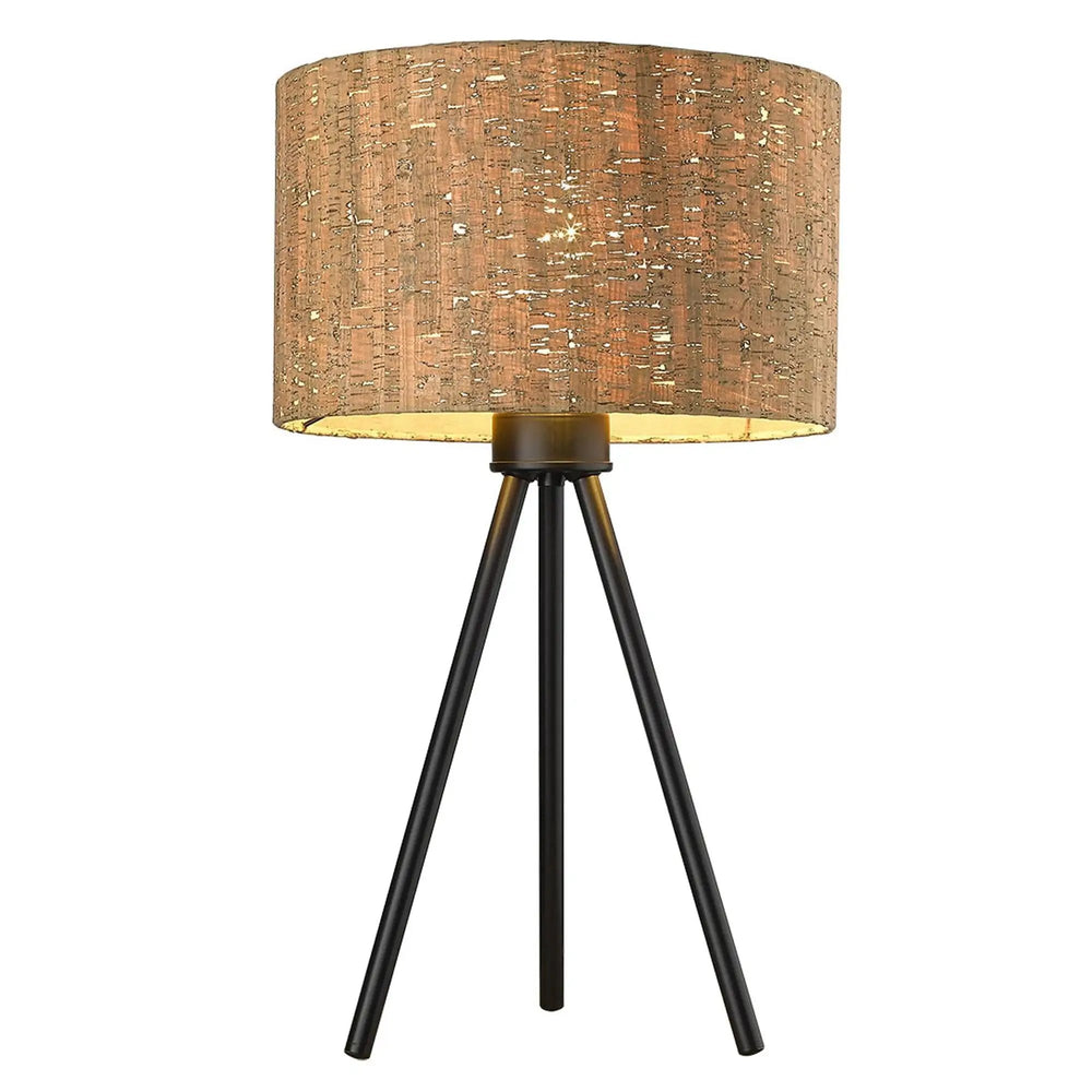 22" Black Metal Tripod Table Lamp With Beige Drum Shade - Homeroots