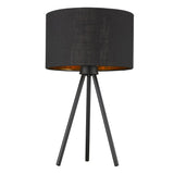 22" Black Metal Tripod Table Lamp With Black Drum Shade - Homeroots