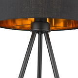 22" Black Metal Tripod Table Lamp With Black Drum Shade - Homeroots