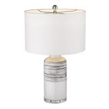 25" Black and White Ceramic Column Lamp With White Drum Shade - Homeroots - Flyclothing LLC