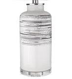 25" Black and White Ceramic Column Lamp With White Drum Shade - Homeroots - Flyclothing LLC