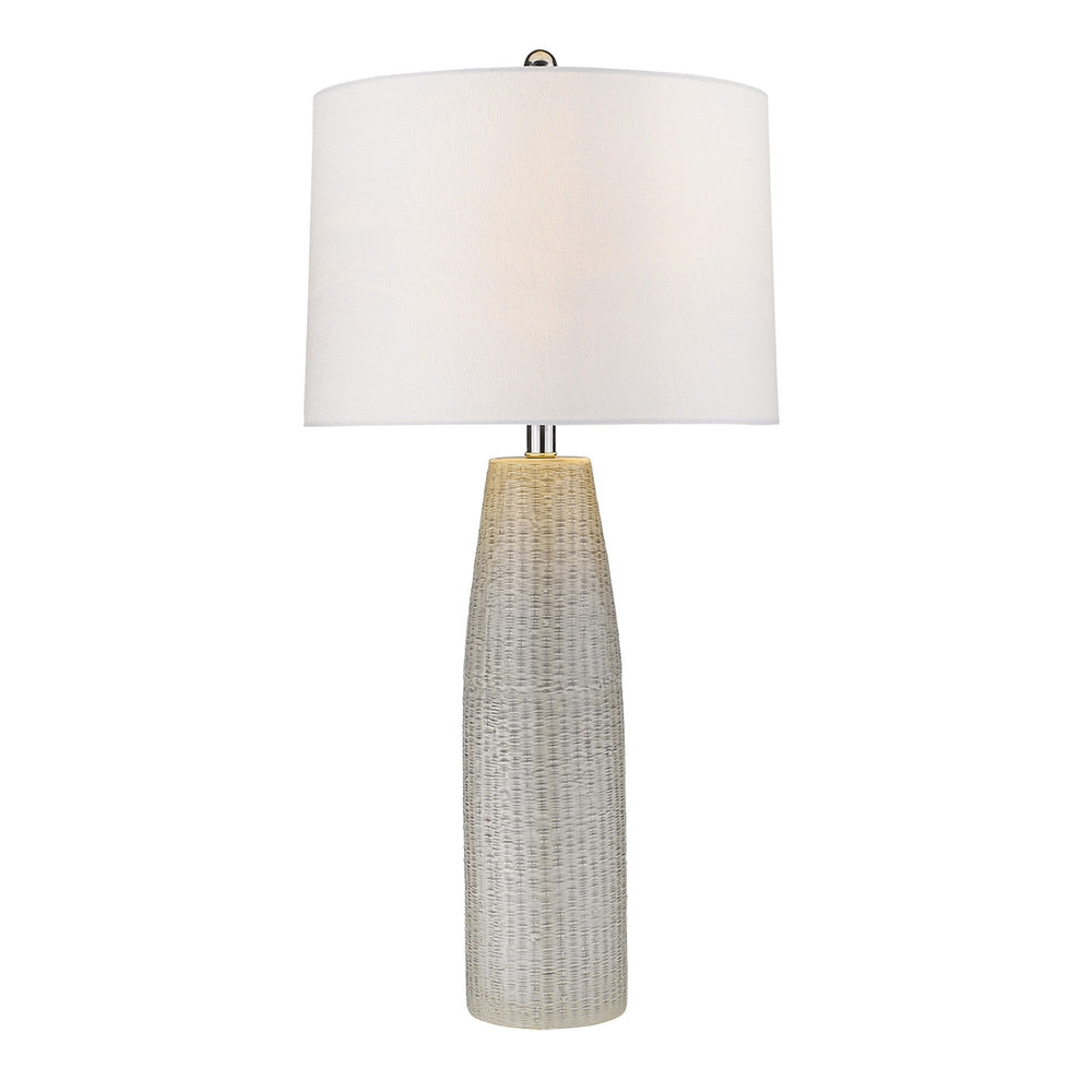 33" Light Gray Ceramic Table Lamp With White Drum Shade - Homeroots - Flyclothing LLC