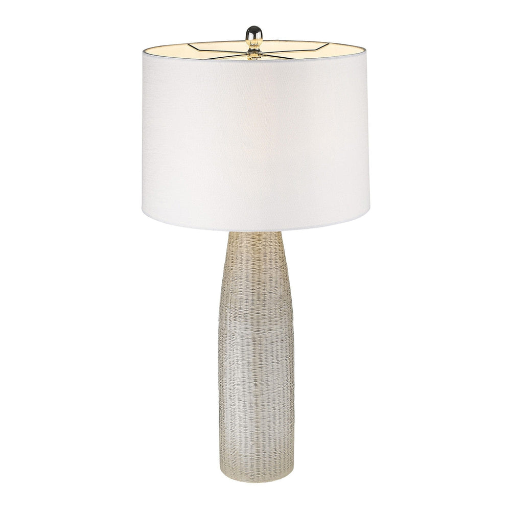 33" Light Gray Ceramic Table Lamp With White Drum Shade - Homeroots - Flyclothing LLC