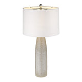 33" Light Gray Ceramic Table Lamp With White Drum Shade - Homeroots - Flyclothing LLC