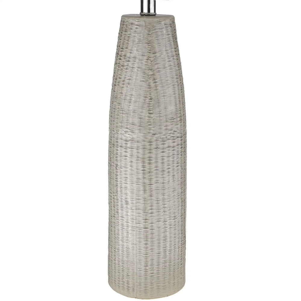 33" Light Gray Ceramic Table Lamp With White Drum Shade - Homeroots - Flyclothing LLC