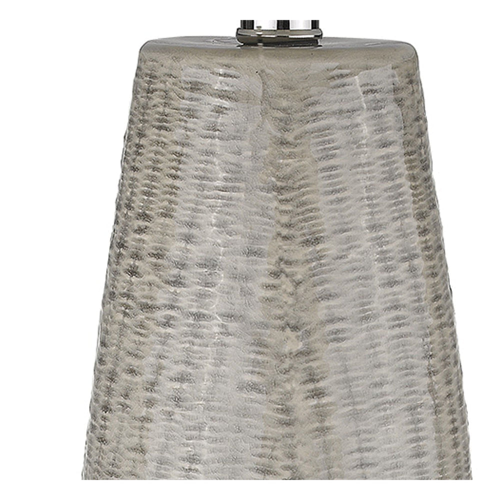 33" Light Gray Ceramic Table Lamp With White Drum Shade - Homeroots - Flyclothing LLC