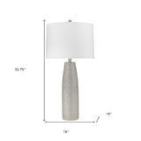 33" Light Gray Ceramic Table Lamp With White Drum Shade - Homeroots - Flyclothing LLC