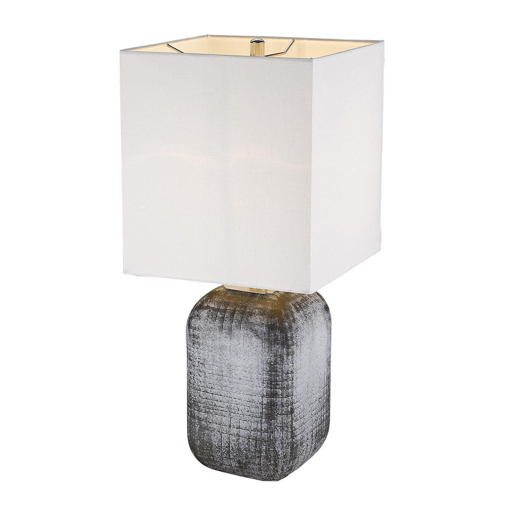 25" Blue and Gray Ceramic Table Lamp With White Square Shade - Homeroots - Flyclothing LLC