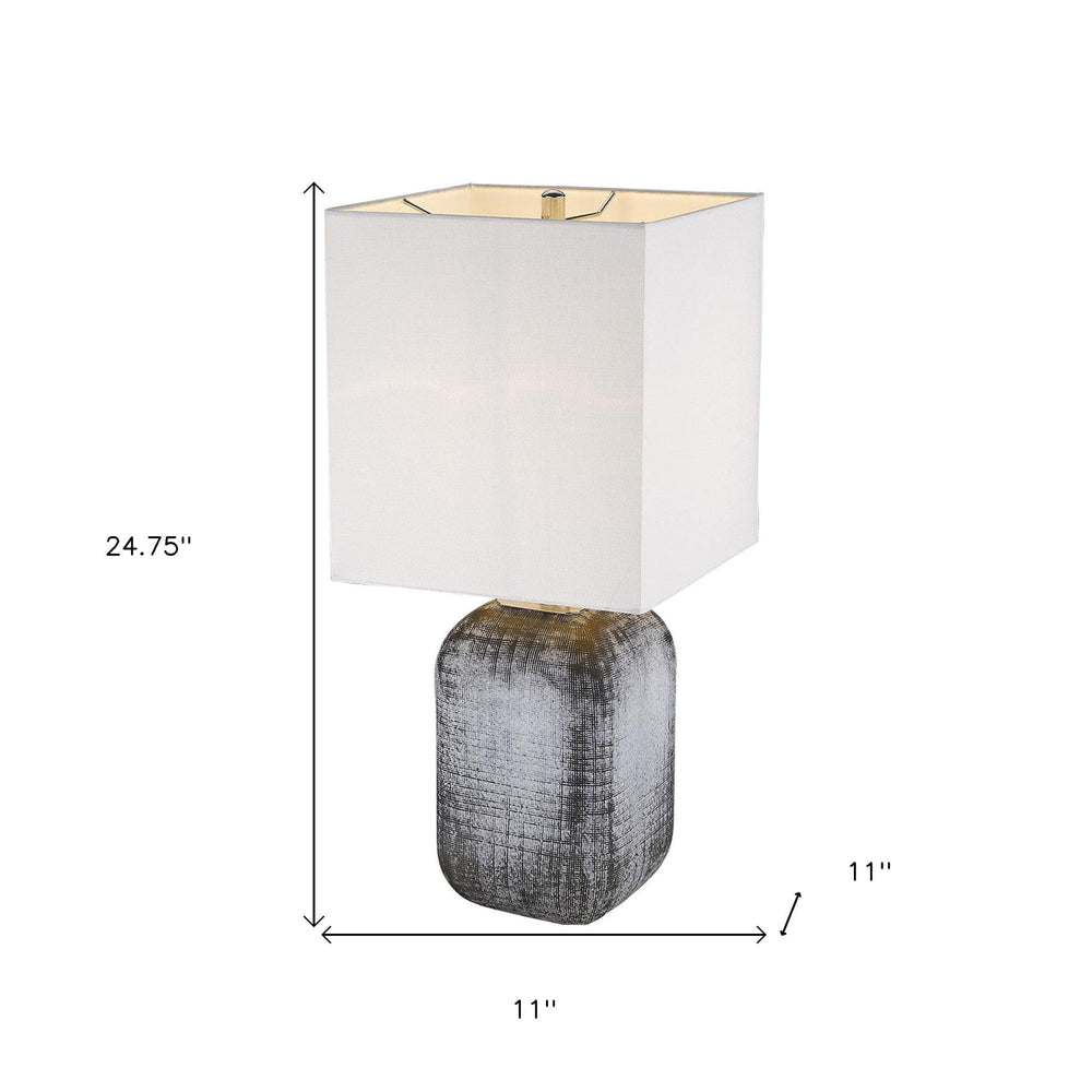 25" Blue and Gray Ceramic Table Lamp With White Square Shade - Homeroots - Flyclothing LLC