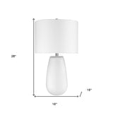 28" White Glass Table Lamp With White Drum Shade - Homeroots - Flyclothing LLC