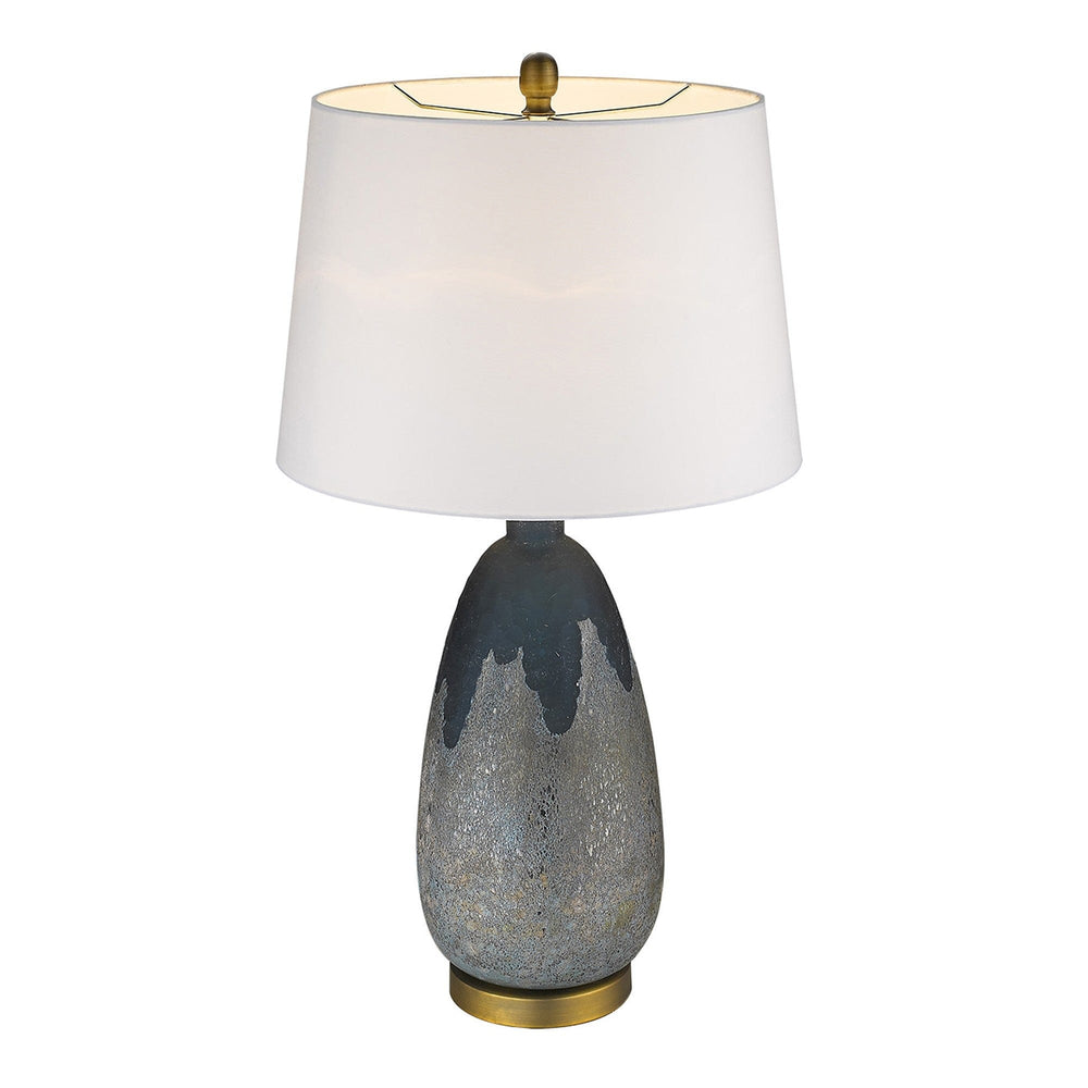 30" Teal Blue Concrete Table Lamp With Cream Empire Shade - Homeroots