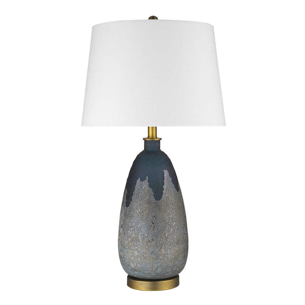 30" Teal Blue Concrete Table Lamp With Cream Empire Shade - Homeroots
