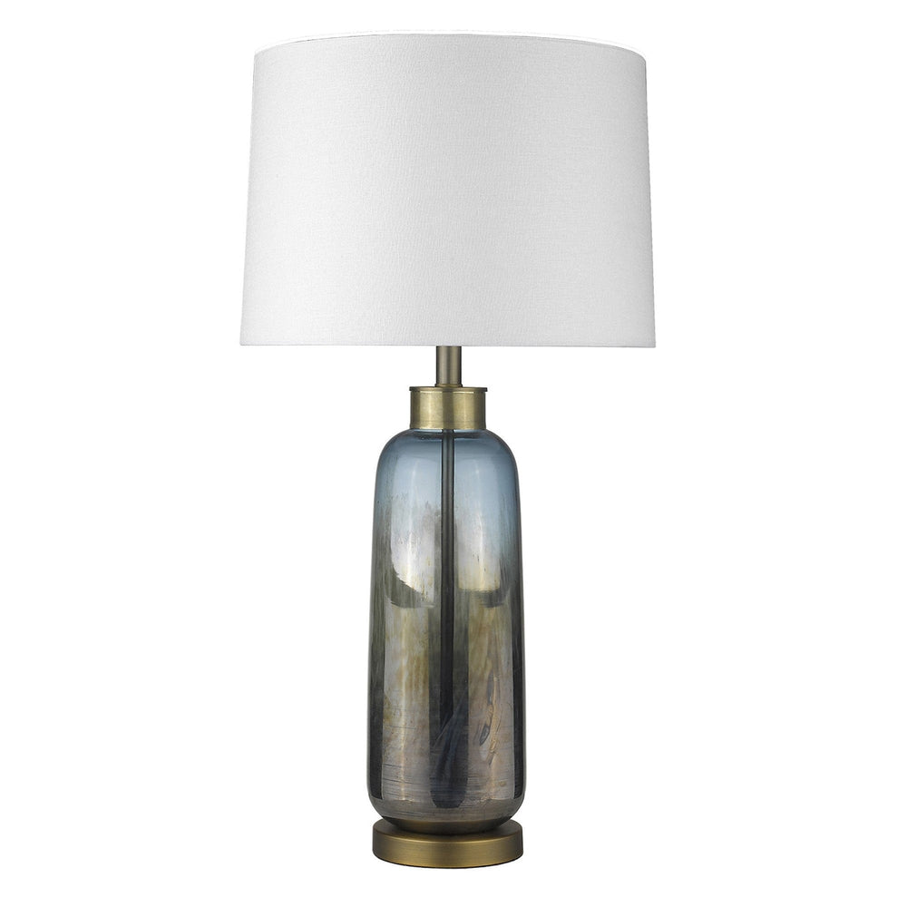 31" Steel Blue Glass Table Lamp With White Empire Shade - Homeroots - Flyclothing LLC