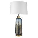 31" Steel Blue Glass Table Lamp With White Empire Shade - Homeroots - Flyclothing LLC