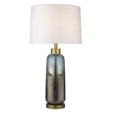 31" Steel Blue Glass Table Lamp With White Empire Shade - Homeroots - Flyclothing LLC