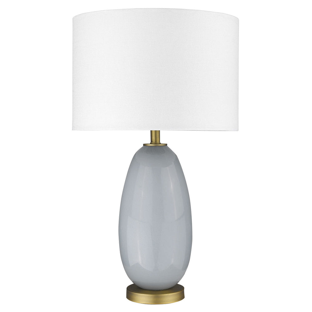 29" Light Gray Glass Table Lamp With White Drum Shade - Homeroots - Flyclothing LLC
