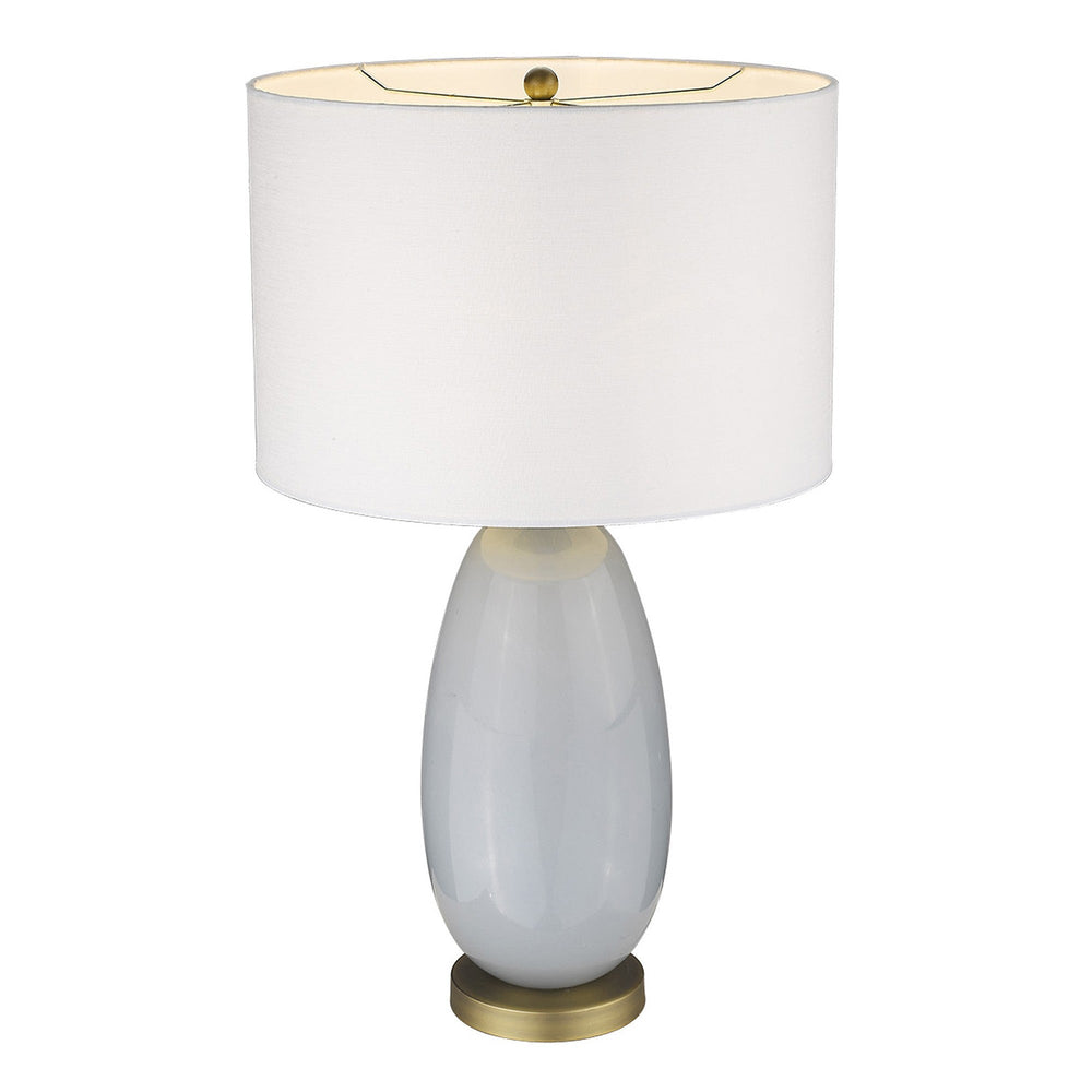29" Light Gray Glass Table Lamp With White Drum Shade - Homeroots - Flyclothing LLC