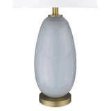 29" Light Gray Glass Table Lamp With White Drum Shade - Homeroots - Flyclothing LLC