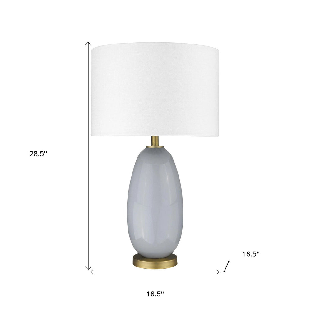 29" Light Gray Glass Table Lamp With White Drum Shade - Homeroots - Flyclothing LLC