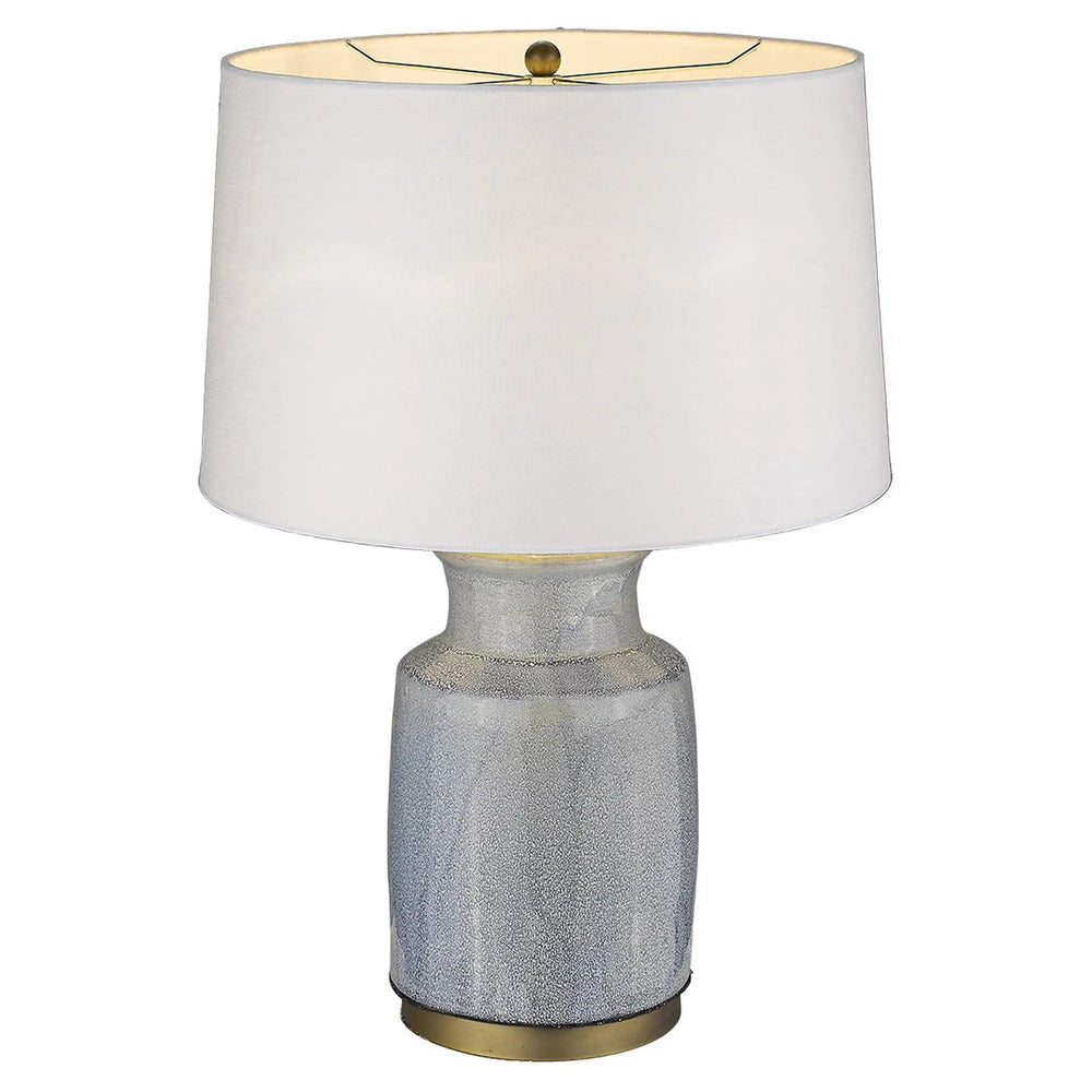 27" Gray Ceramic Table Lamp With White Empire Shade - Homeroots - Flyclothing LLC