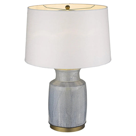 27" Gray Ceramic Table Lamp With White Empire Shade - Homeroots