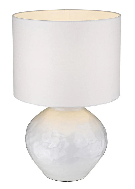 26" White Ceramic Table Lamp With White Drum Shade - Homeroots