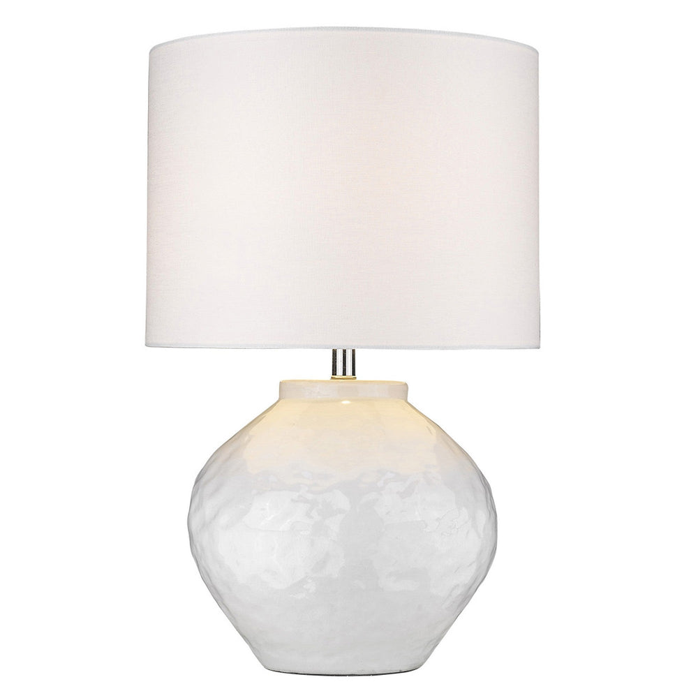 26" White Ceramic Table Lamp With White Drum Shade - Homeroots - Flyclothing LLC