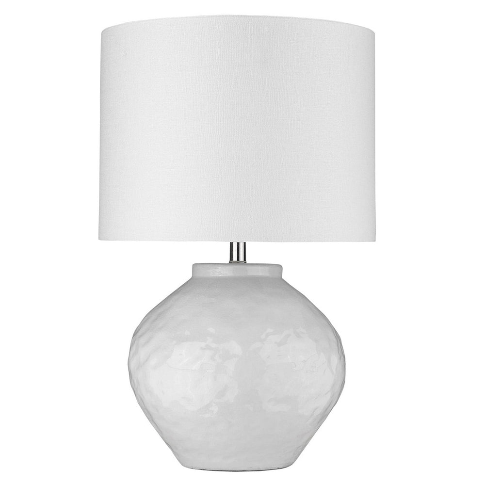 26" White Ceramic Table Lamp With White Drum Shade - Homeroots - Flyclothing LLC