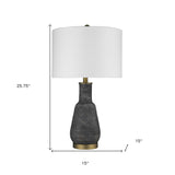 26" Gray and Gold Ceramic Column Lamp With White Drum Shade - Homeroots - Flyclothing LLC